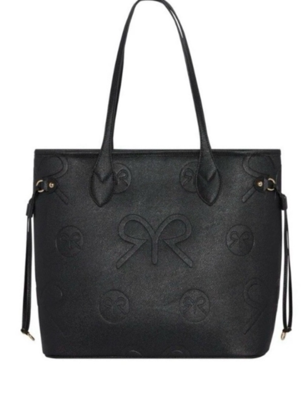 Ruby Ribbon Black Embossed Bow Tote
